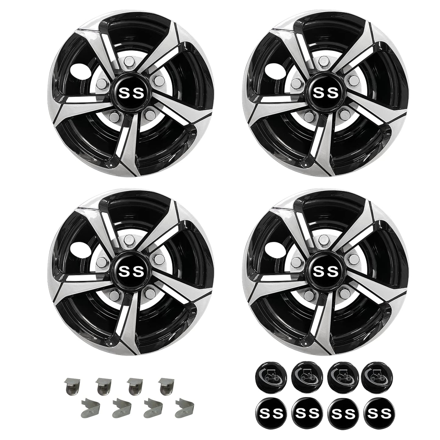 Golf Cart SS Wheel Covers Hub Caps for EZGO, Club Car,Yamaha 8 Inch Hubcaps.