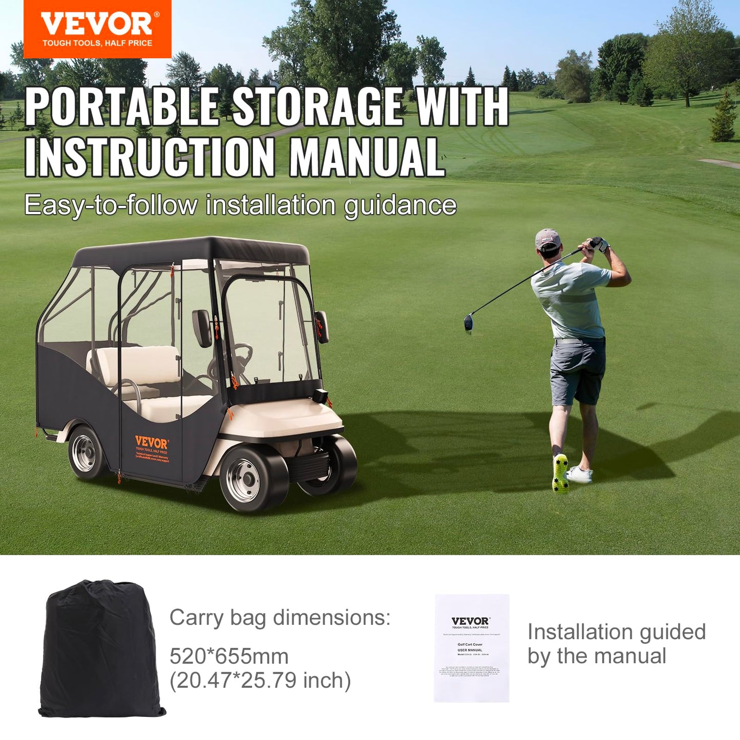 Golf Cart Cover. Universal Fits for Most Brand Carts.