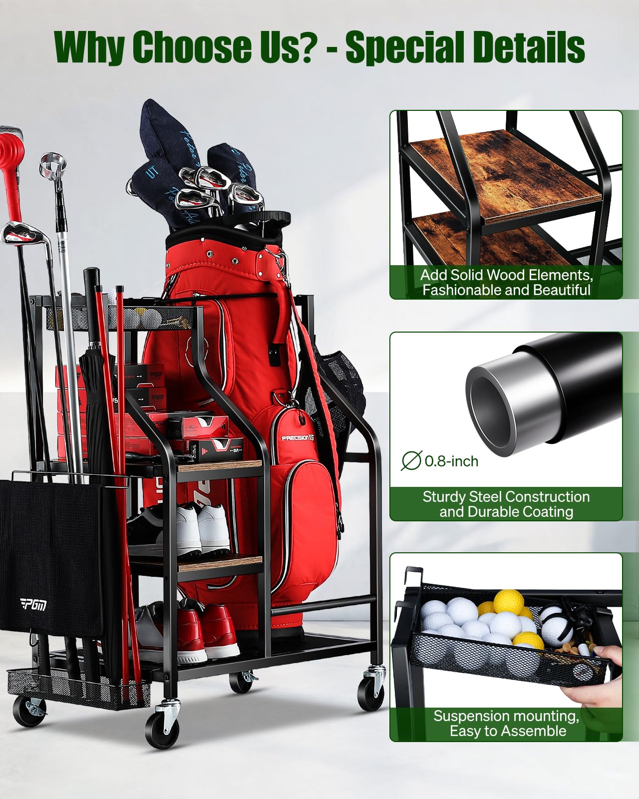 Golf Bags Storage Organizer.