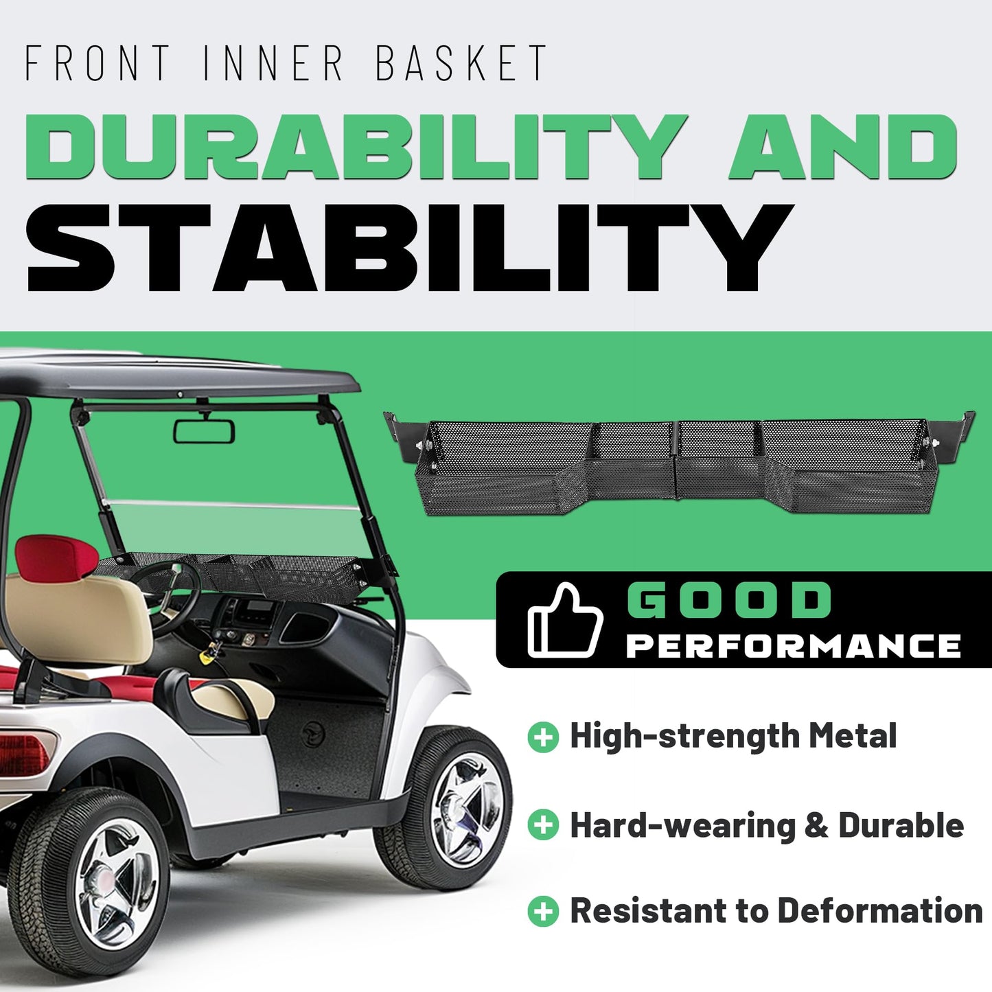Front Inner Basket Compatible with 2000-Up Club Car DS & Precedent Golf Cart.