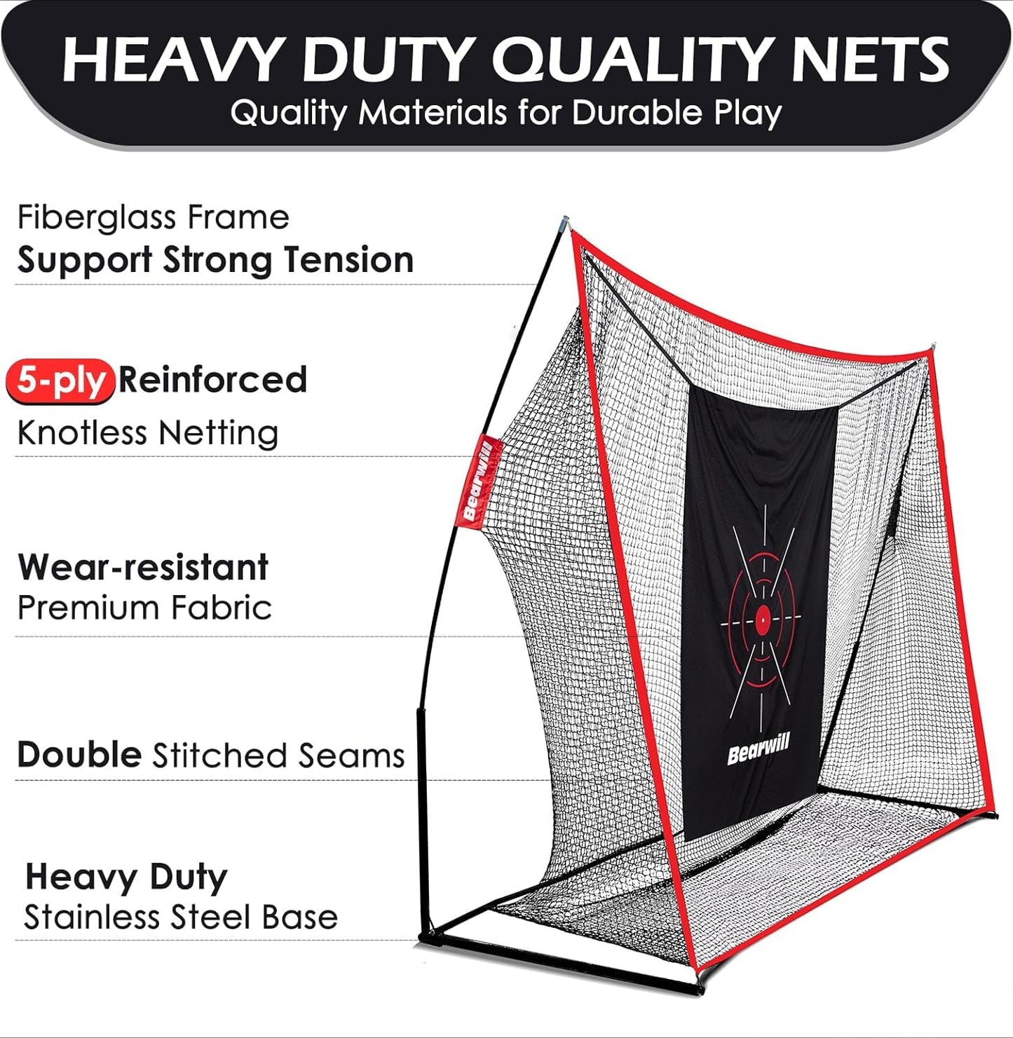 Golf Practice Net, 3x2m Golf Net with Chipping Net, Golf Mat, Silk Target, 8 Golf Tees, 6 Golf Balls and Carry Bag.