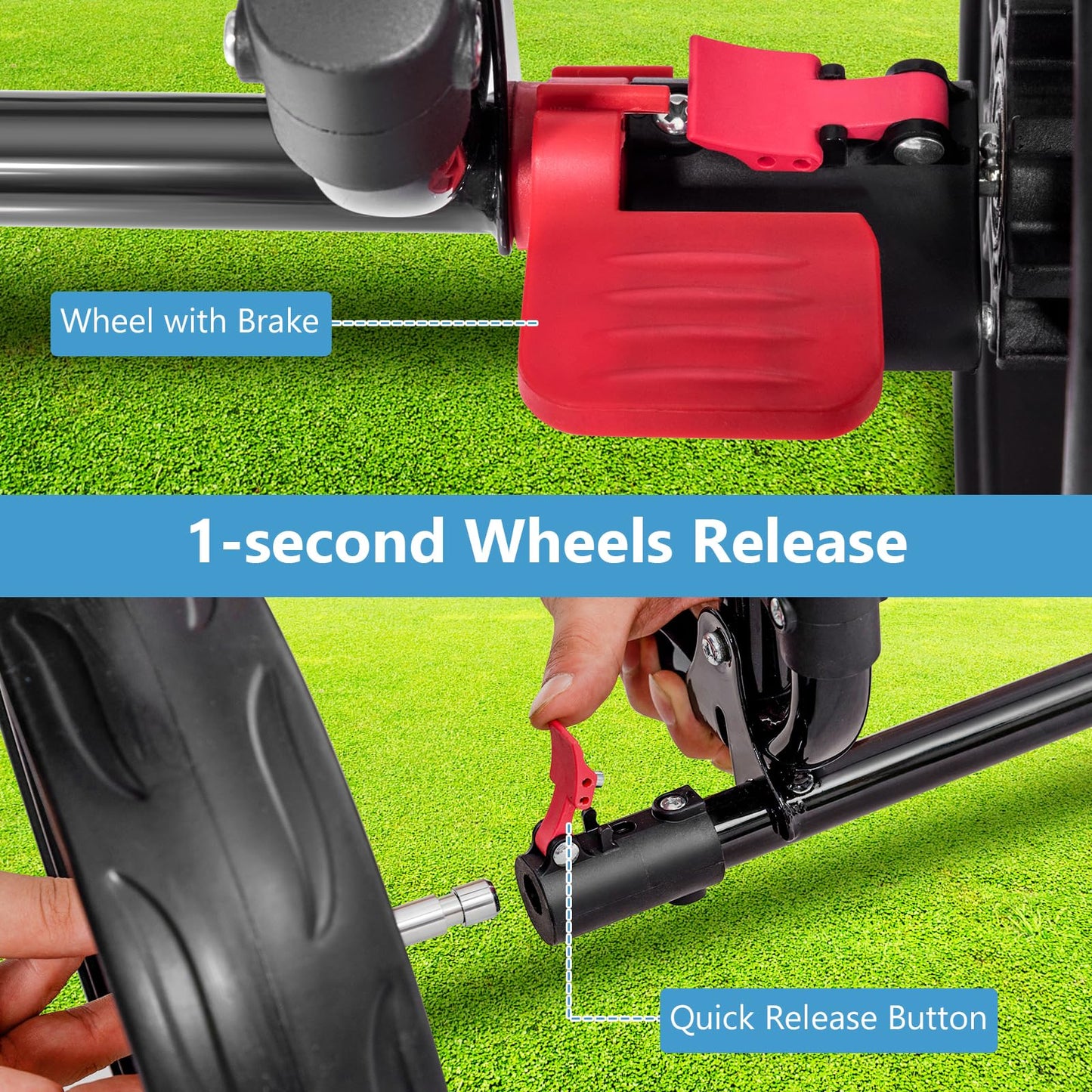 3 Wheel Golf Push Cart, Folding Collapsible Lightweight.