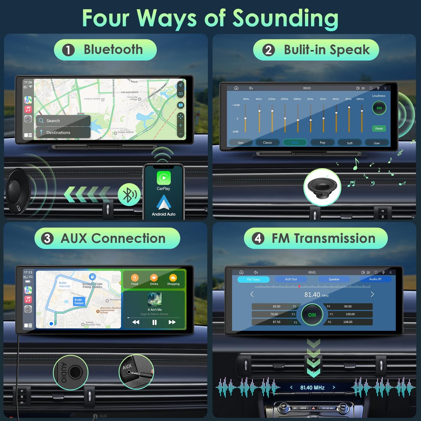 Wireless Apple Carplay & Android Auto,Carplay Box+Backup Camera,9.26'' Portable Car Stereo.