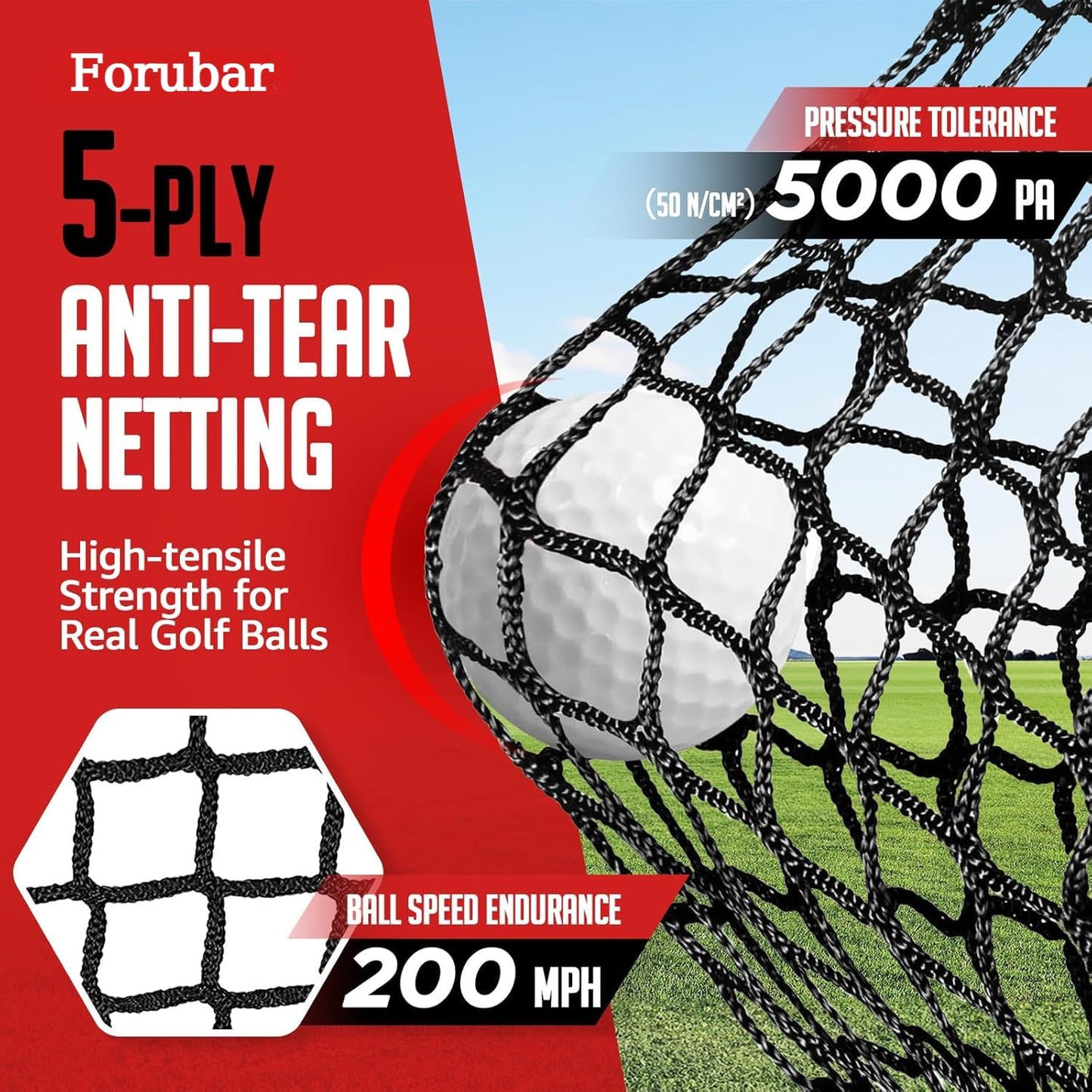 Golf Practice Net, 3x2m Golf Net with Chipping Net, Golf Mat, Silk Target, 8 Golf Tees, 6 Golf Balls and Carry Bag.