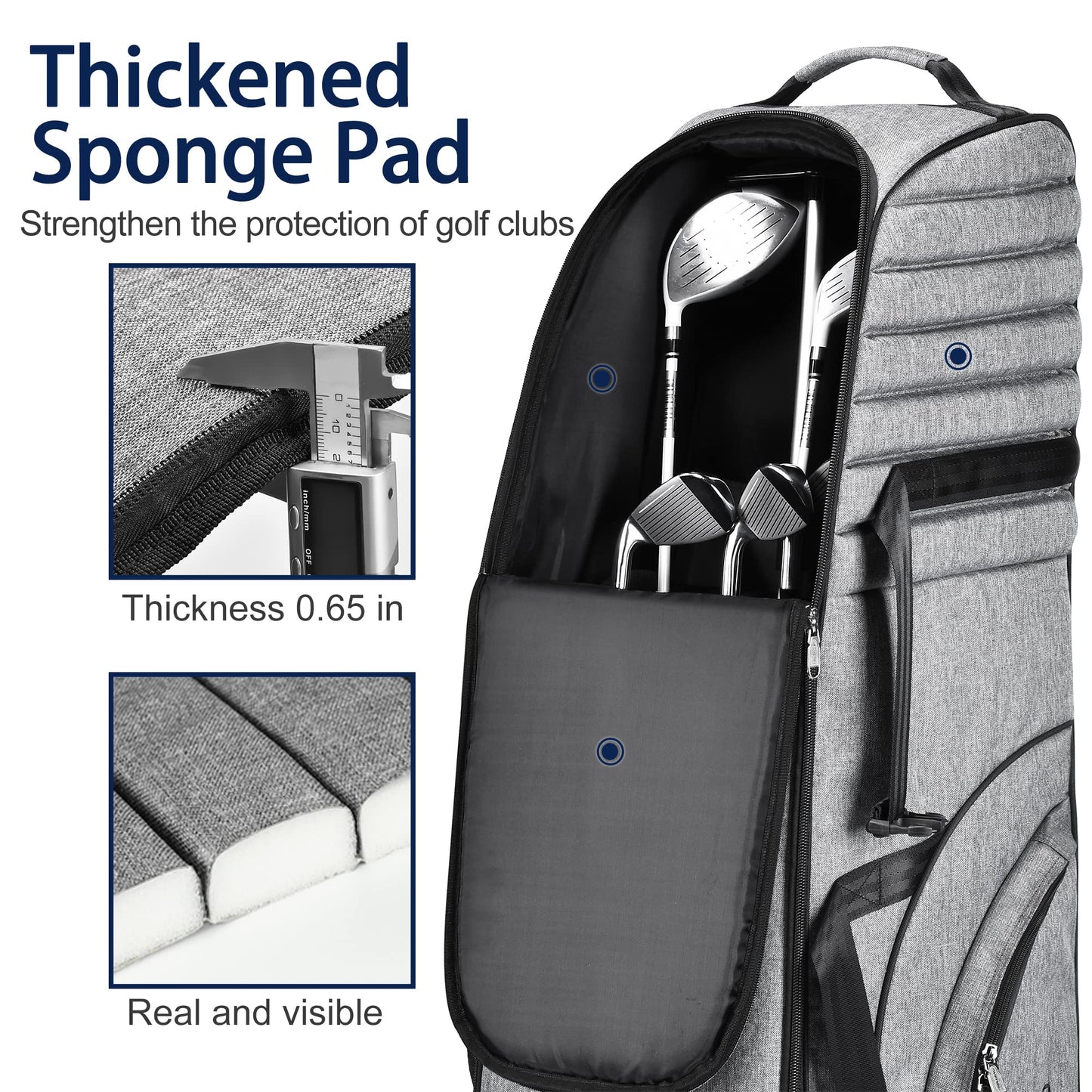 Partage Golf Travel Bag with Wheels, Golf Travel Case for Airlines, 900D Heavy Duty Oxford -Black