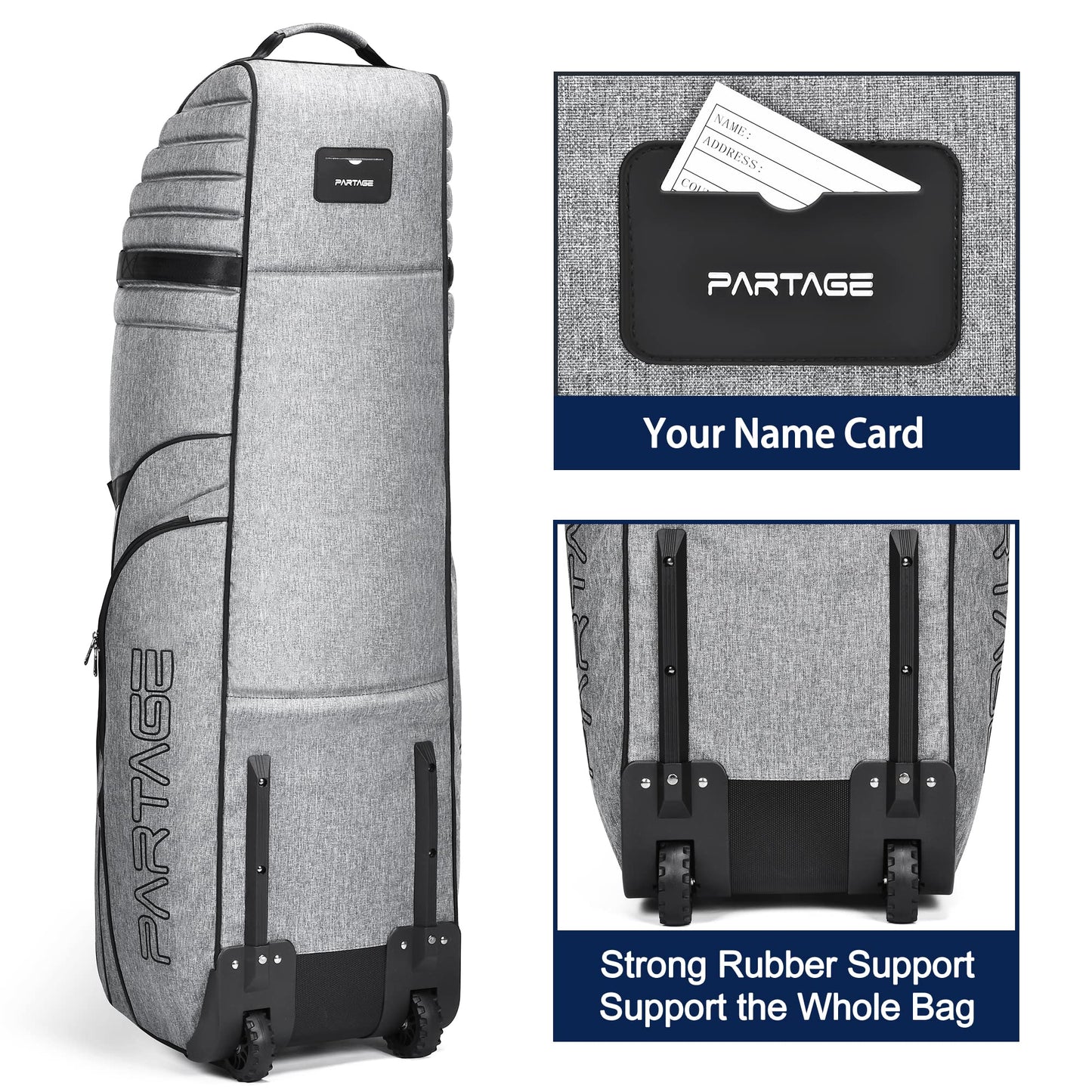 Partage Golf Travel Bag with Wheels, Golf Travel Case for Airlines, 900D Heavy Duty Oxford -Black