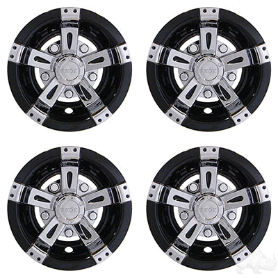 Wheel Cover, SET OF 4, 8" Vegas Chrome/Black