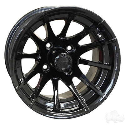 RX104, 12 Spoke, Black w/ Center Cap, 12x7 ET-25