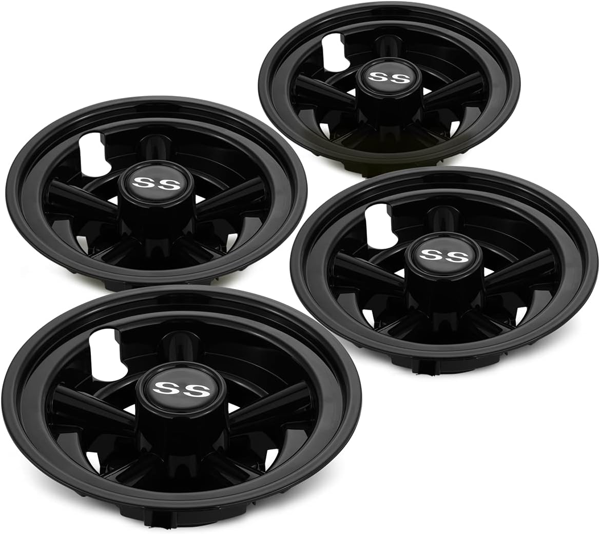 Hub Caps for Yamaha/Club CAR/EZ-GO Par Car 8" (Set of 4) (Black)