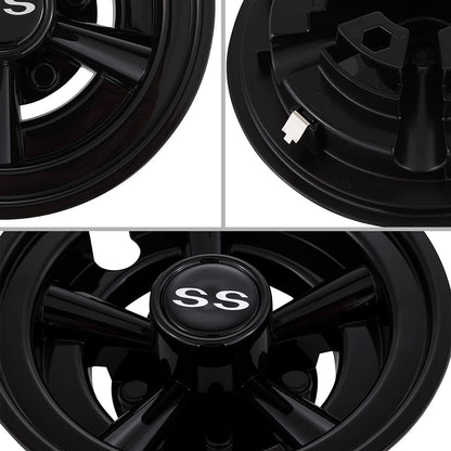 Hub Caps for Yamaha/Club CAR/EZ-GO Par Car 8" (Set of 4) (Black)