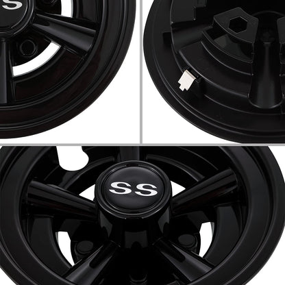 Hub Caps for Yamaha/Club CAR/EZ-GO Par Car 8" (Set of 4) (Black)