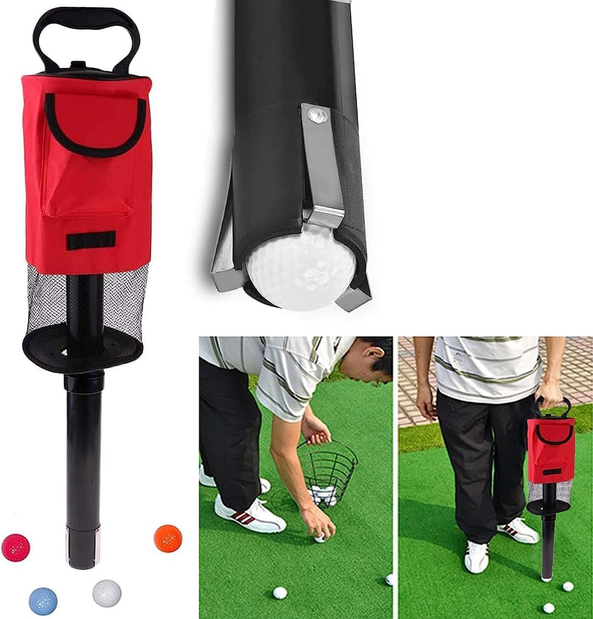 Golf Ball Retriever Bag with Detachable Tube, Convenient Storage for 70 Balls.