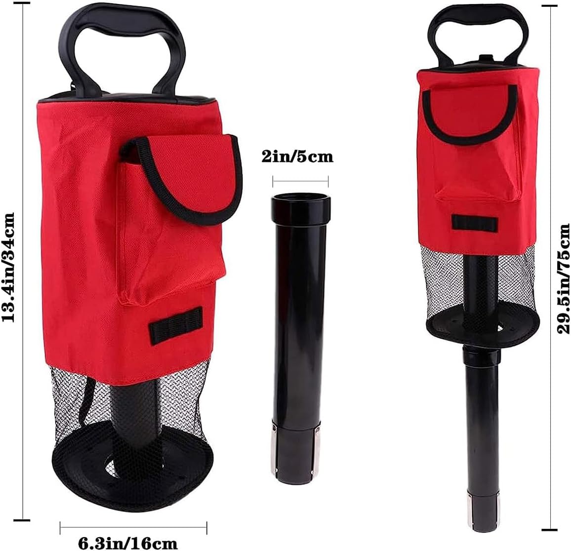 Golf Ball Retriever Bag with Detachable Tube, Convenient Storage for 70 Balls.