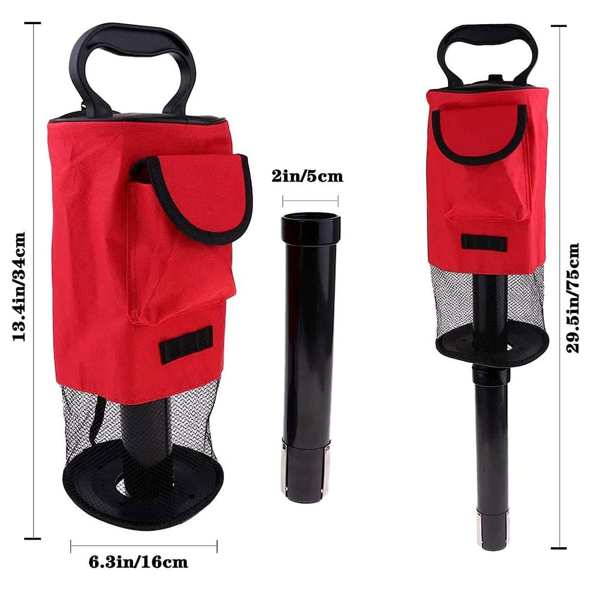 Golf Ball Retriever Bag with Detachable Tube, Convenient Storage for 70 Balls.