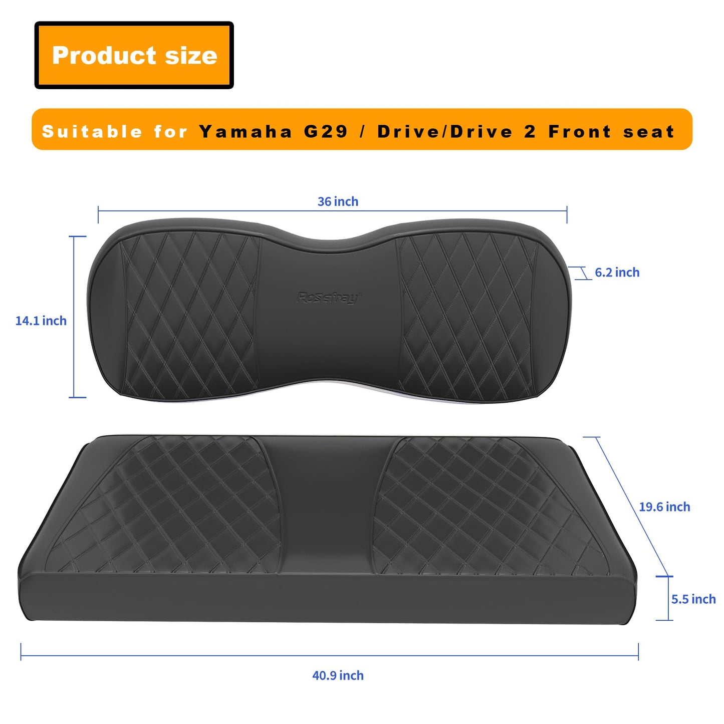 Golf Cart Diamond Seat Covers Kit, Fit for Yamaha G29 Drive/Drive 2 Front Seat Cushion.