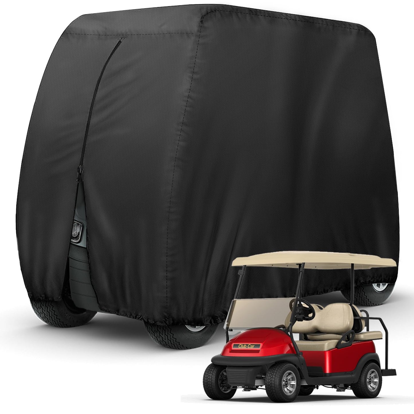 Waterproof Golf Cart Covers Extended Roof Compatible with EZGO, Club Car, Yamaha Golf Carts.