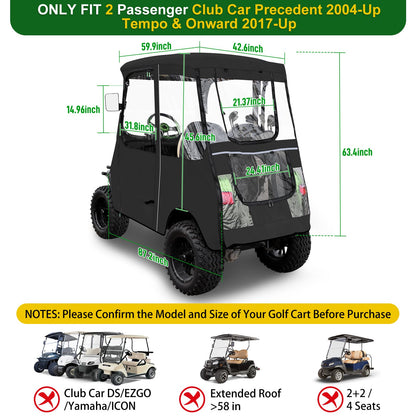 Deluxe Driving Enclosure 2 Passenger Only Fits Club Car Precedent Golf Cart.