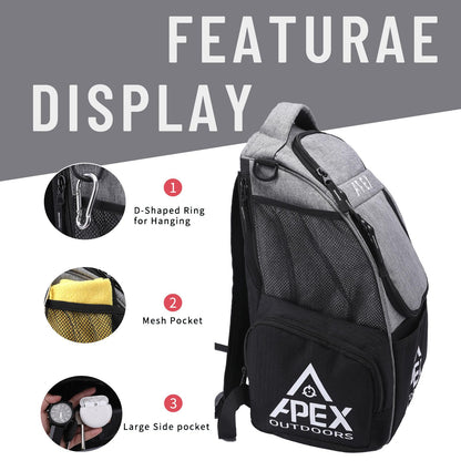 Disc Golf Backpack with 21+ Disc Capacity, Durable & Lightweight with Multiple Storage Pockets.