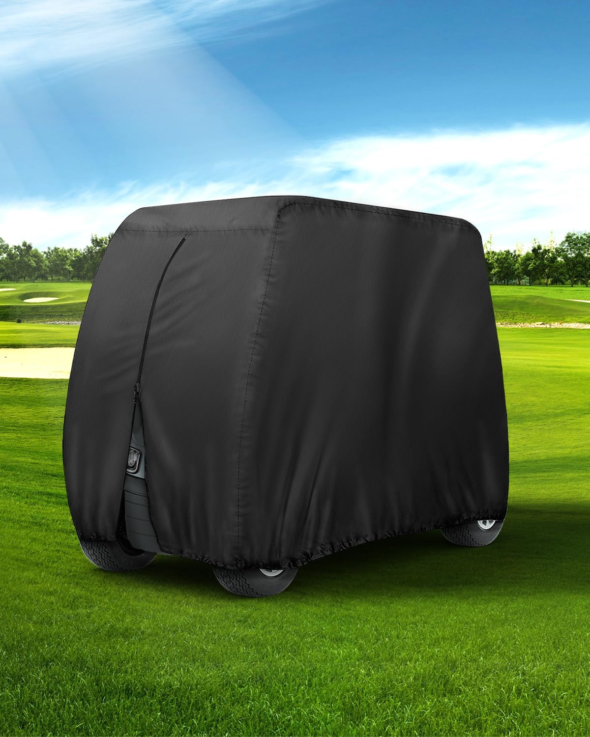 Waterproof Golf Cart Covers Extended Roof Compatible with EZGO, Club Car, Yamaha Golf Carts.