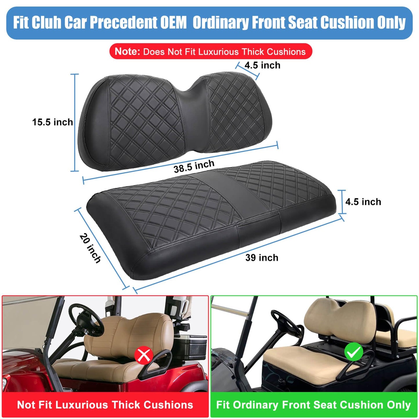 Club Car Precedent Seat Covers, Thick Vinyl Leather Comfortable/Easy to Clean.