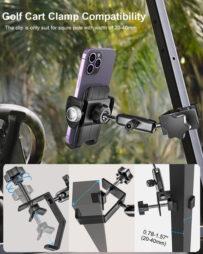 Golf Cart Phone Holder - Compatible with EZGO/Club Car/Yamaha.