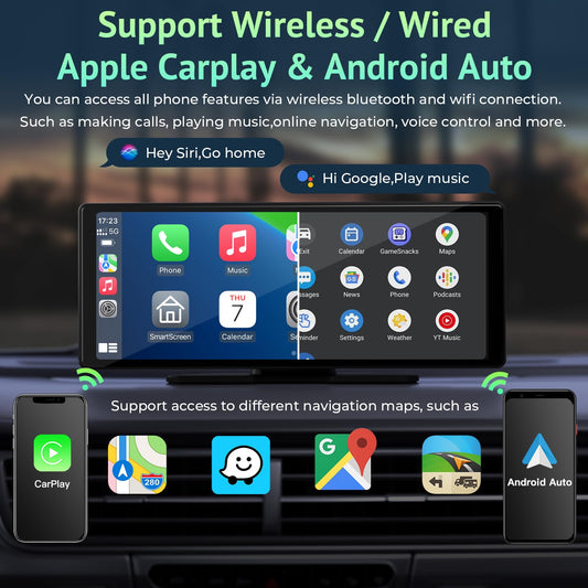 Wireless Apple Carplay & Android Auto,Carplay Box+Backup Camera,9.26'' Portable Car Stereo.