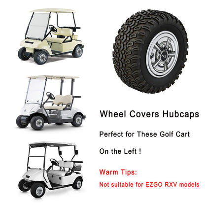 Premium Golf Cart Hubcaps, 8 Inch SS Chrome Golf Cart Hub Caps Set of 4.