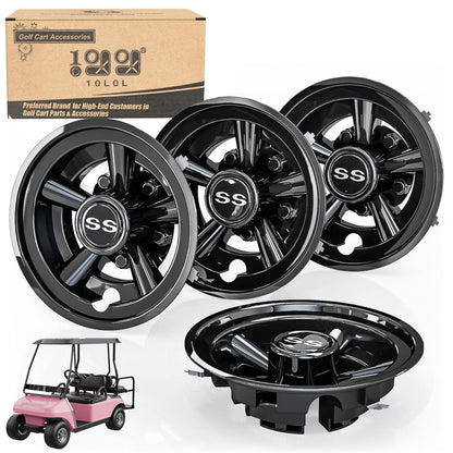8" Wheel Covers Hub Caps, Set of 4 - EZGO, Club Car, Yamaha