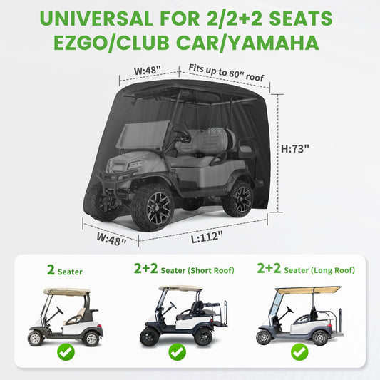4 Passenger Golf Cart Cover Fits EZGO, Club Car and Yamaha.