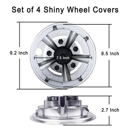 Premium Golf Cart Hubcaps, 8 Inch SS Chrome Golf Cart Hub Caps Set of 4.