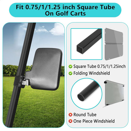 Side Mirrors Universal for Yamaha, Club Car, EZGO, Folding Side Rear View Mirrors Adjustable 180 Degree HD Glass.