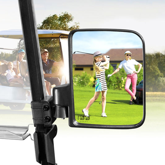 Side Mirrors Universal for Yamaha, Club Car, EZGO, Folding Side Rear View Mirrors Adjustable 180 Degree HD Glass.