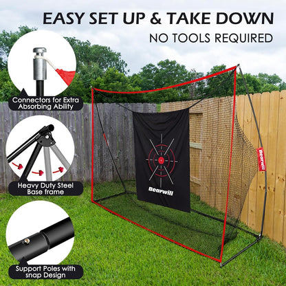 Golf Practice Net, 3x2m Golf Net with Chipping Net, Golf Mat, Silk Target, 8 Golf Tees, 6 Golf Balls and Carry Bag.