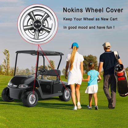 Premium Golf Cart Hubcaps, 8 Inch SS Chrome Golf Cart Hub Caps Set of 4.
