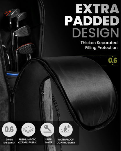 OutdoorMaster Padded Golf Club Travel Bag with Wheels.