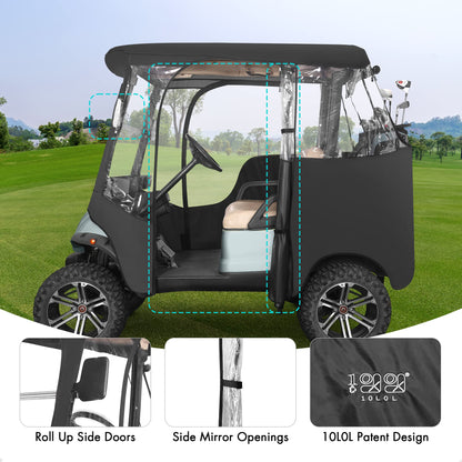 Golf Cart Enclosure fit Yamaha G14 G16 G22 G29 Drive and Drive 2, Yamaha Rain Cover with Clear PVC Windshield.