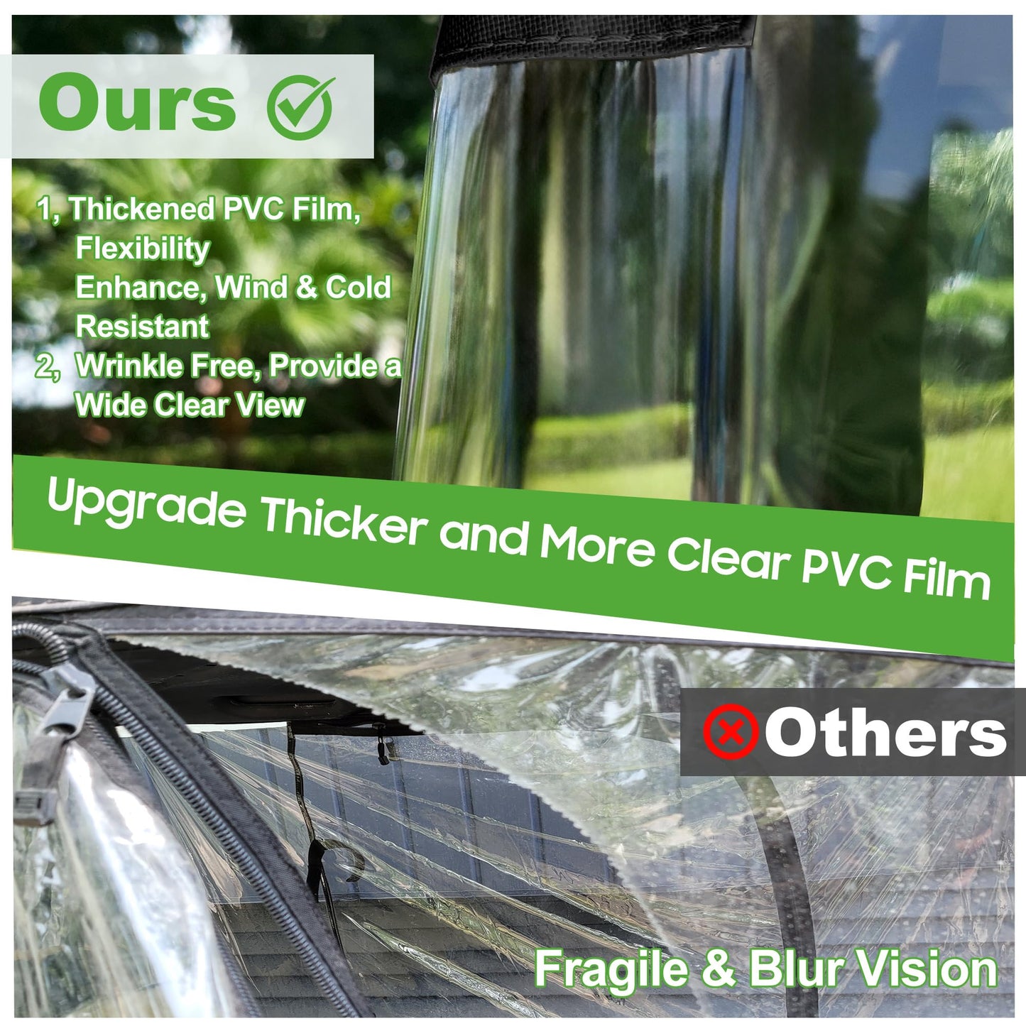 Golf Cart Enclosure fit Yamaha G14 G16 G22 G29 Drive and Drive 2, Yamaha Rain Cover with Clear PVC Windshield.