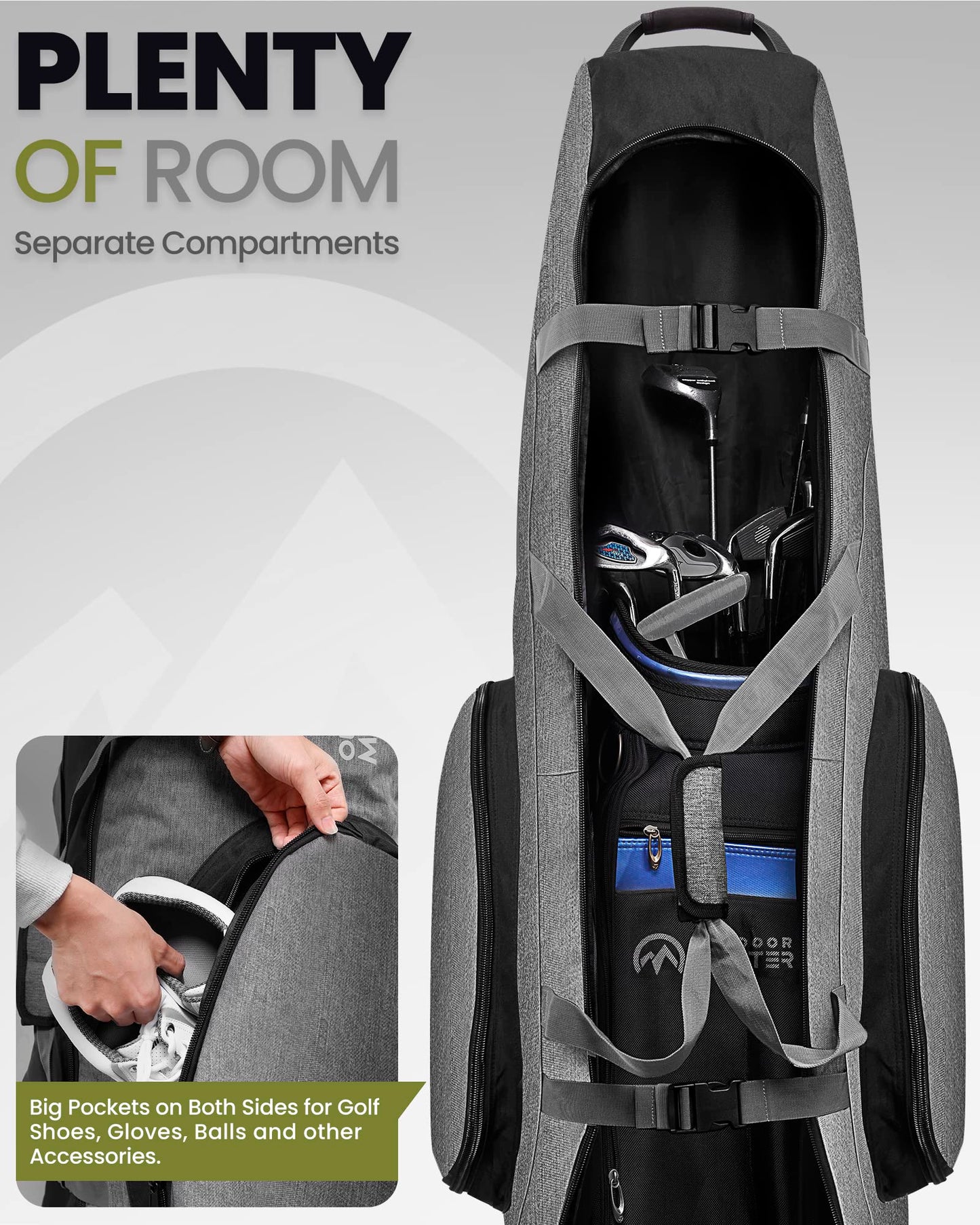 OutdoorMaster Padded Golf Club Travel Bag with Wheels.