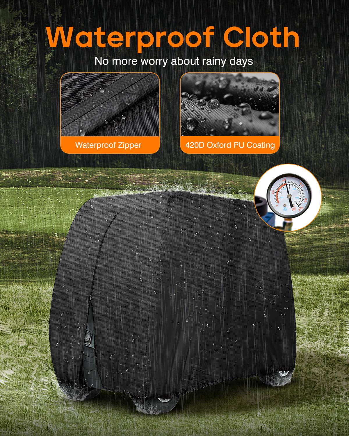 Waterproof Golf Cart Covers Extended Roof Compatible with EZGO, Club Car, Yamaha Golf Carts.