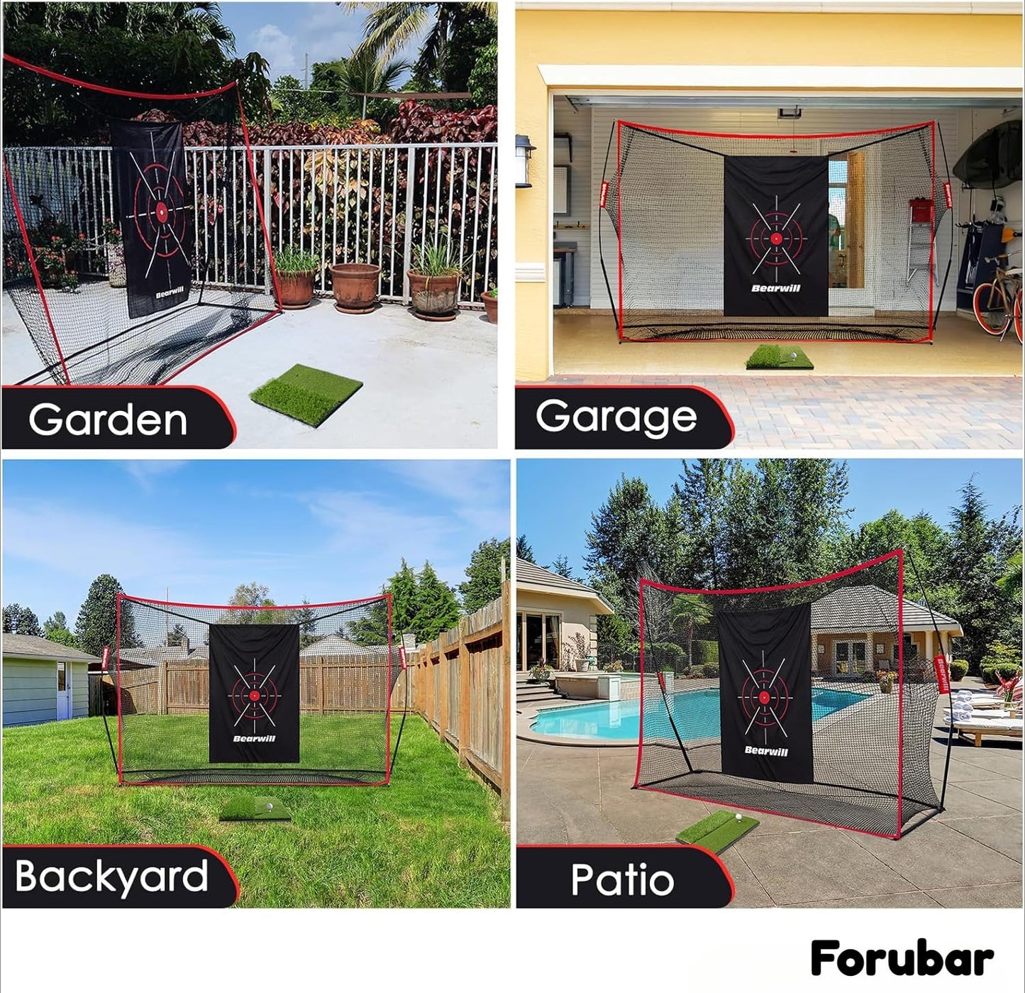 Golf Practice Net, 3x2m Golf Net with Chipping Net, Golf Mat, Silk Target, 8 Golf Tees, 6 Golf Balls and Carry Bag.