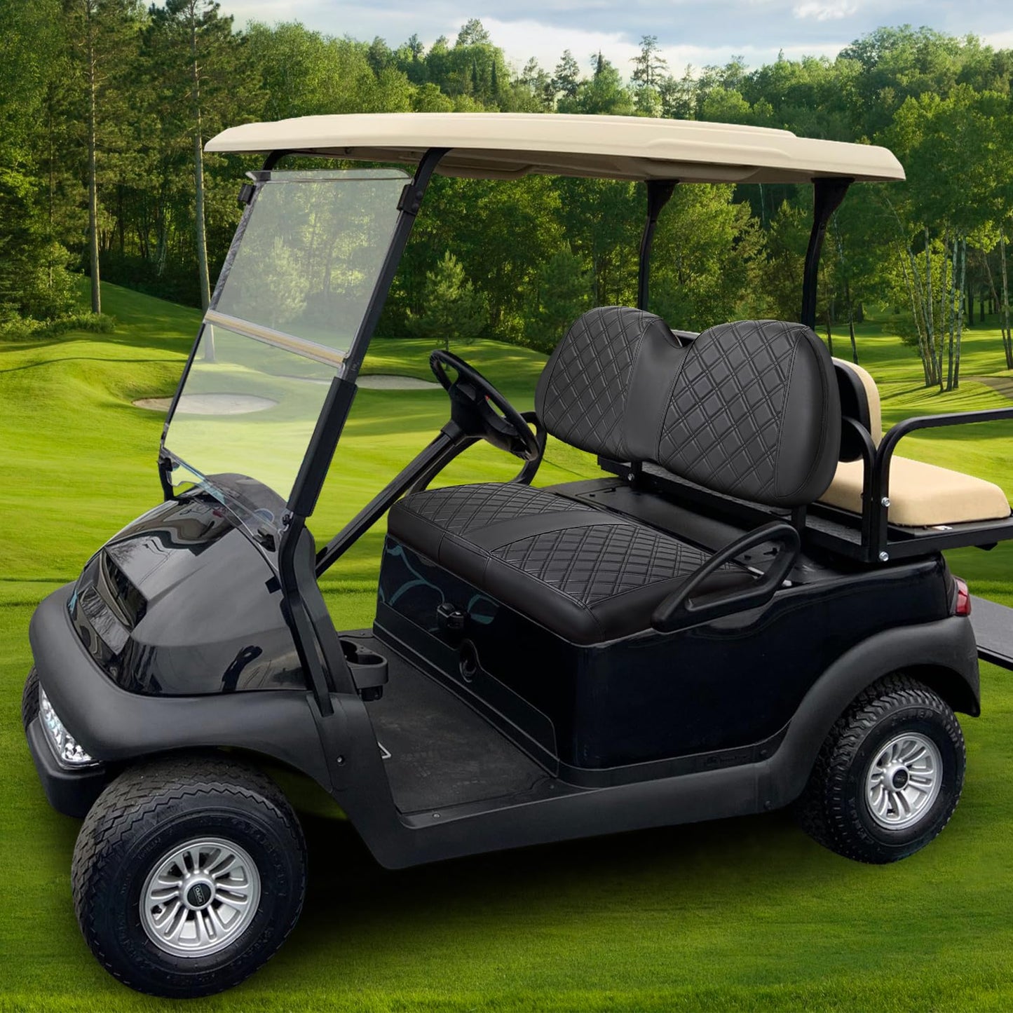 Club Car Precedent Seat Covers, Thick Vinyl Leather Comfortable/Easy to Clean.