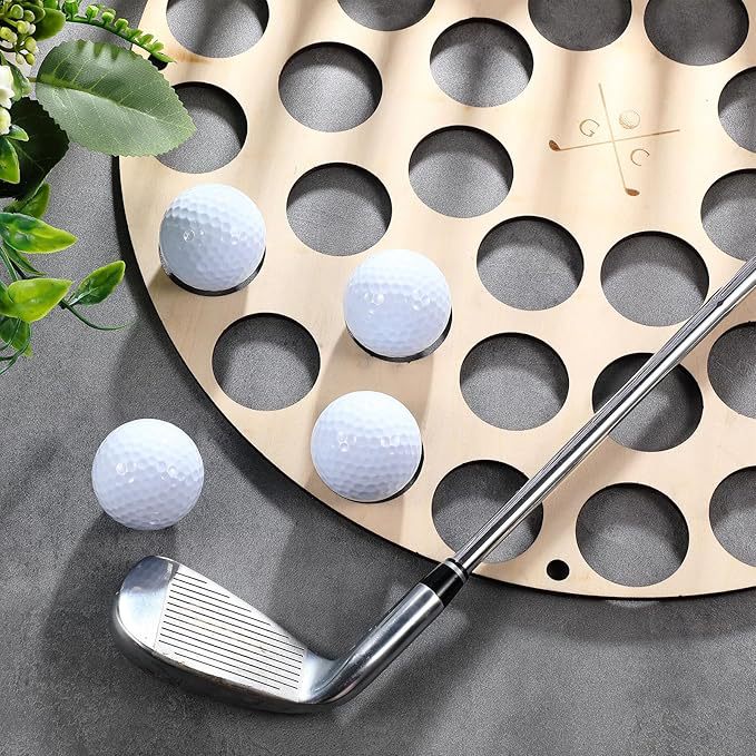 42-Hole Wooden Golf Ball Stand. Durable & High-Quality Storage Rack.