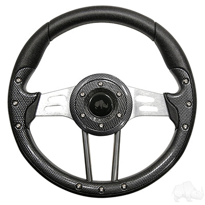 Steering Wheel, Aviator 4 Carbon Fiber Grip/Brushed Aluminum Spokes 13" Diameter